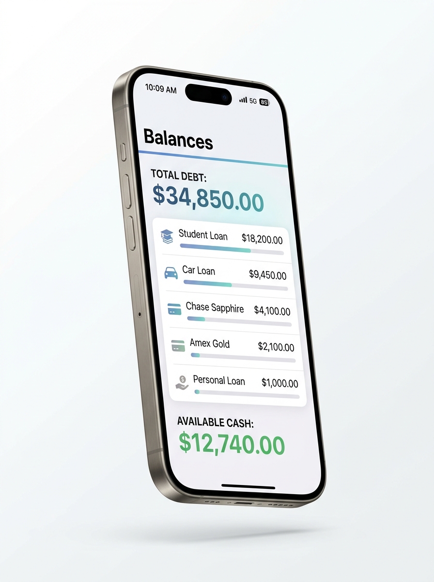 Where's Money app interface on iPhone