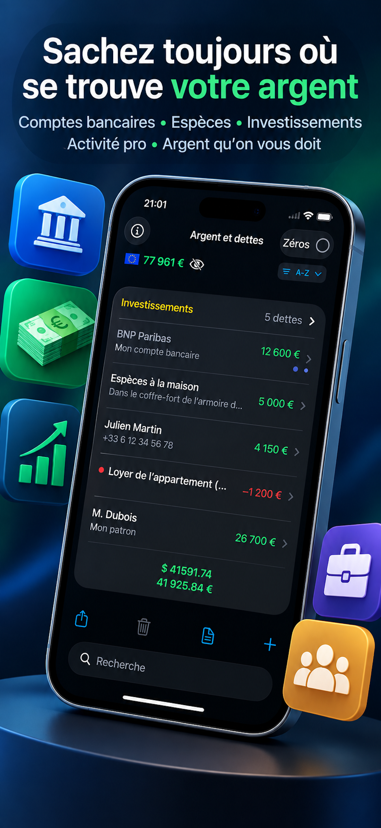 Toutes vos finances dans une seule vue dans Where's Money