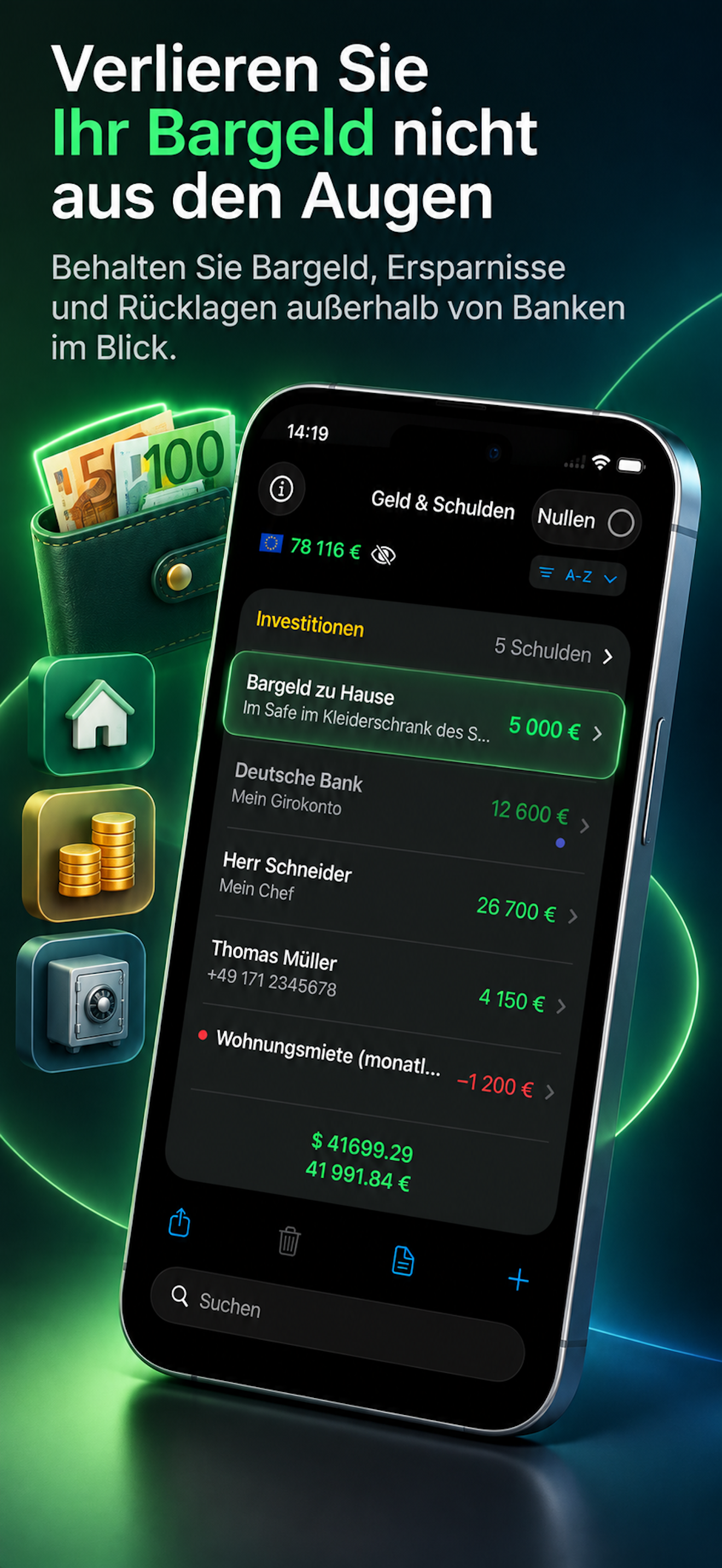 Rückzahlungen und Verlauf in Where's Money