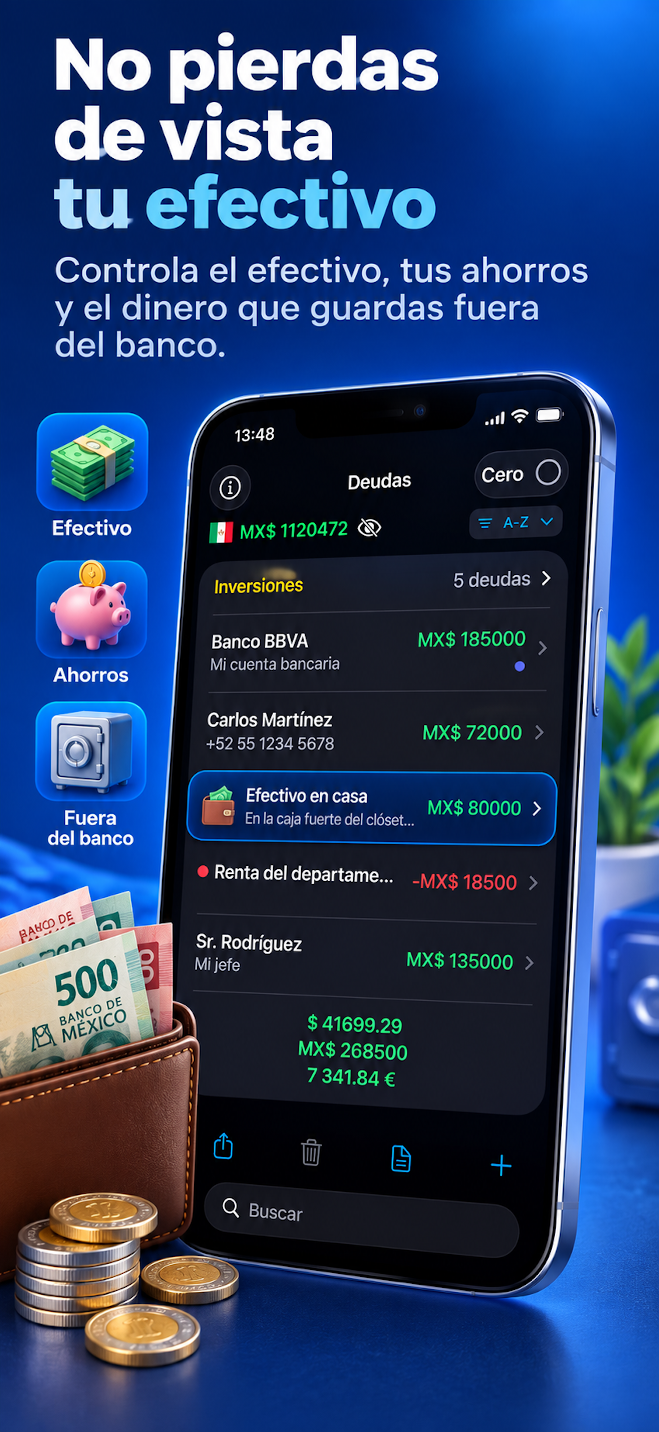 Pagos parciales e historial de una deuda en Where's Money