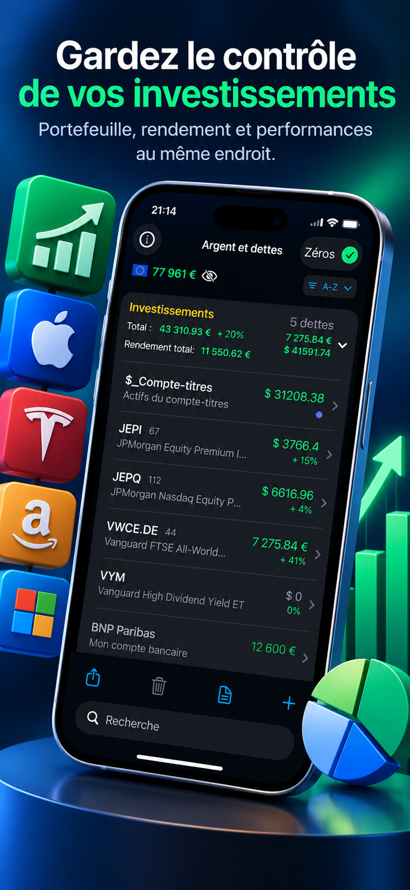 Investissements avec le reste de vos finances dans Where's Money